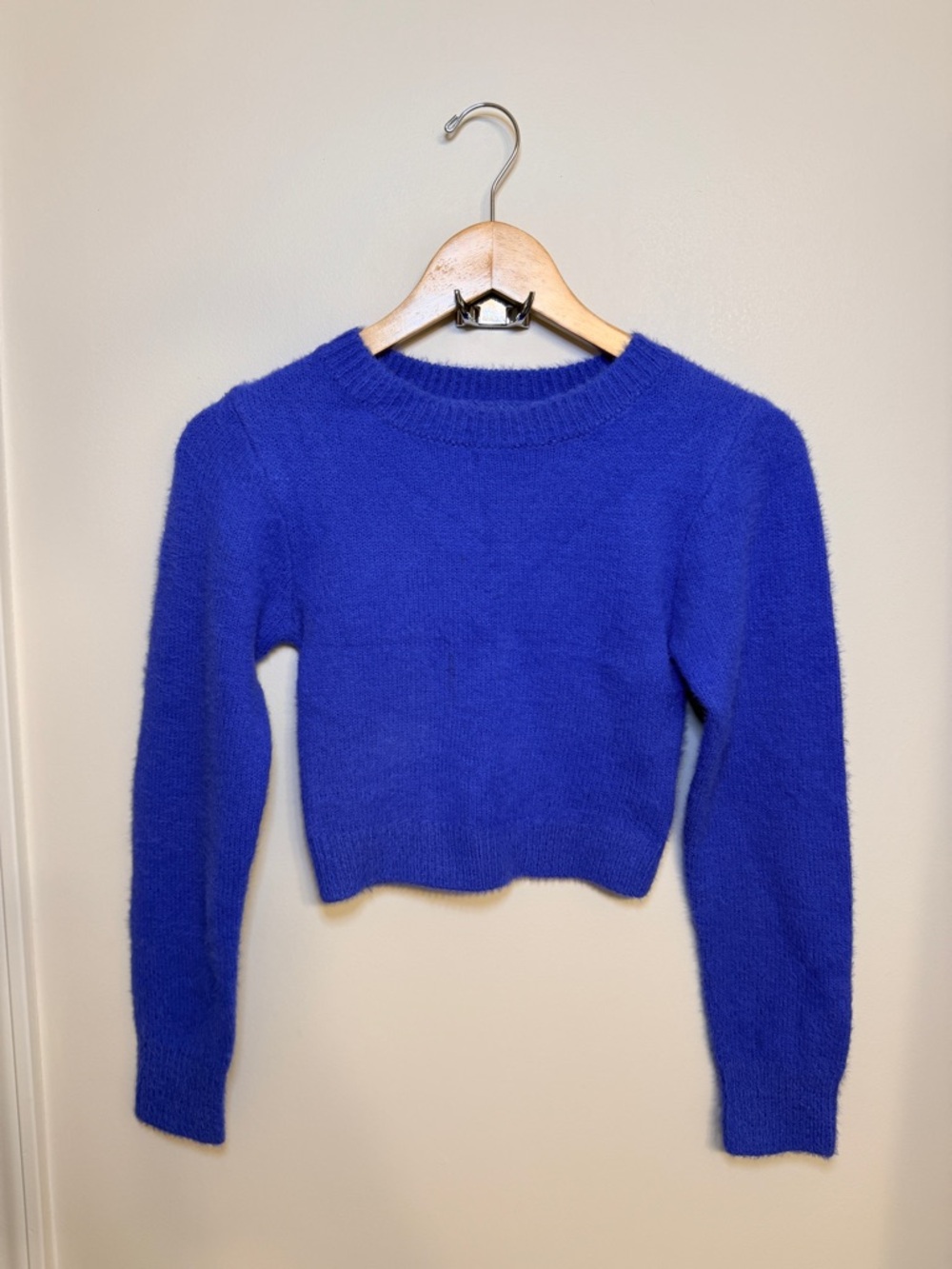 Urban Outfitters Cropped Crewneck Sweater - Cobalt Blue
